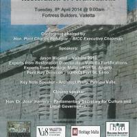 Studio Valle | News : National Conference Restoration of Fortification. Valletta, Malta 8 Aprile 2014 2014-04-11 11:14:52
